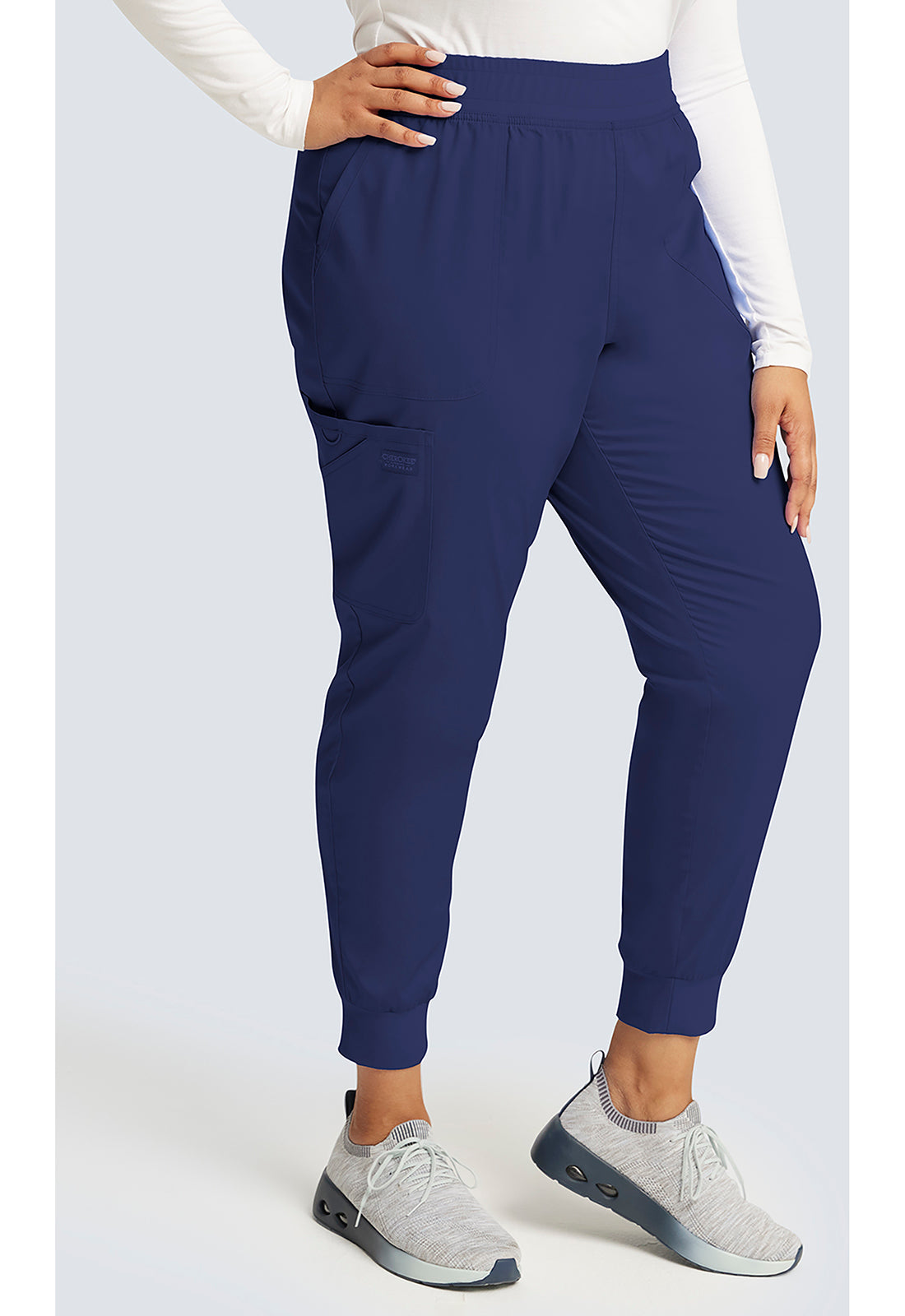 Cherokee Workwear Halfhoge joggingbroek met taps toelopende pijpen en gebreide tailleband WWE115