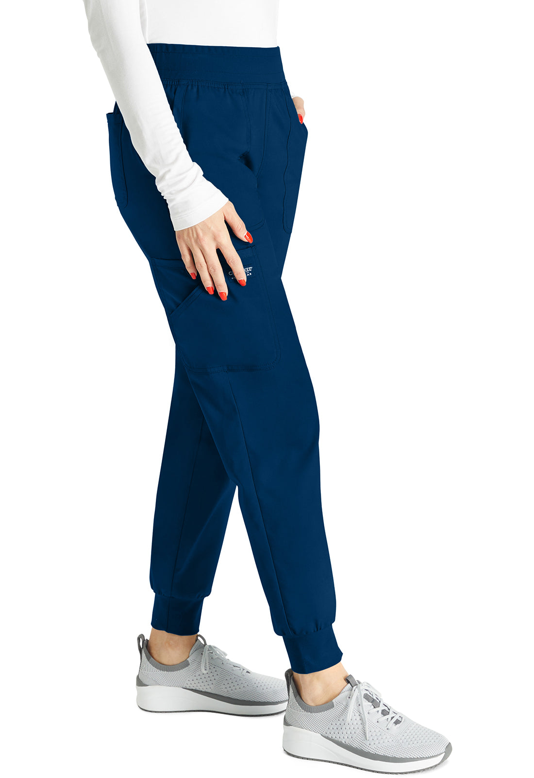 Cherokee Workwear Halfhoge joggingbroek met taps toelopende pijpen en gebreide tailleband WWE115