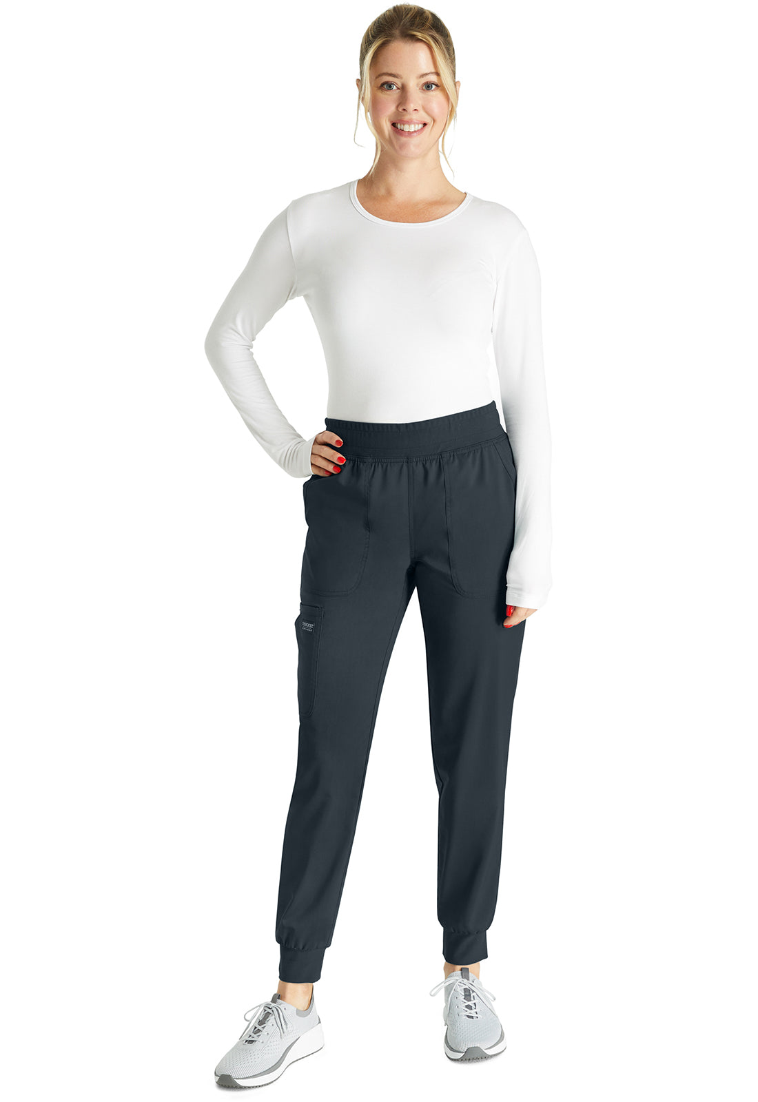Cherokee Workwear Halfhoge joggingbroek met taps toelopende pijpen en gebreide tailleband WWE115