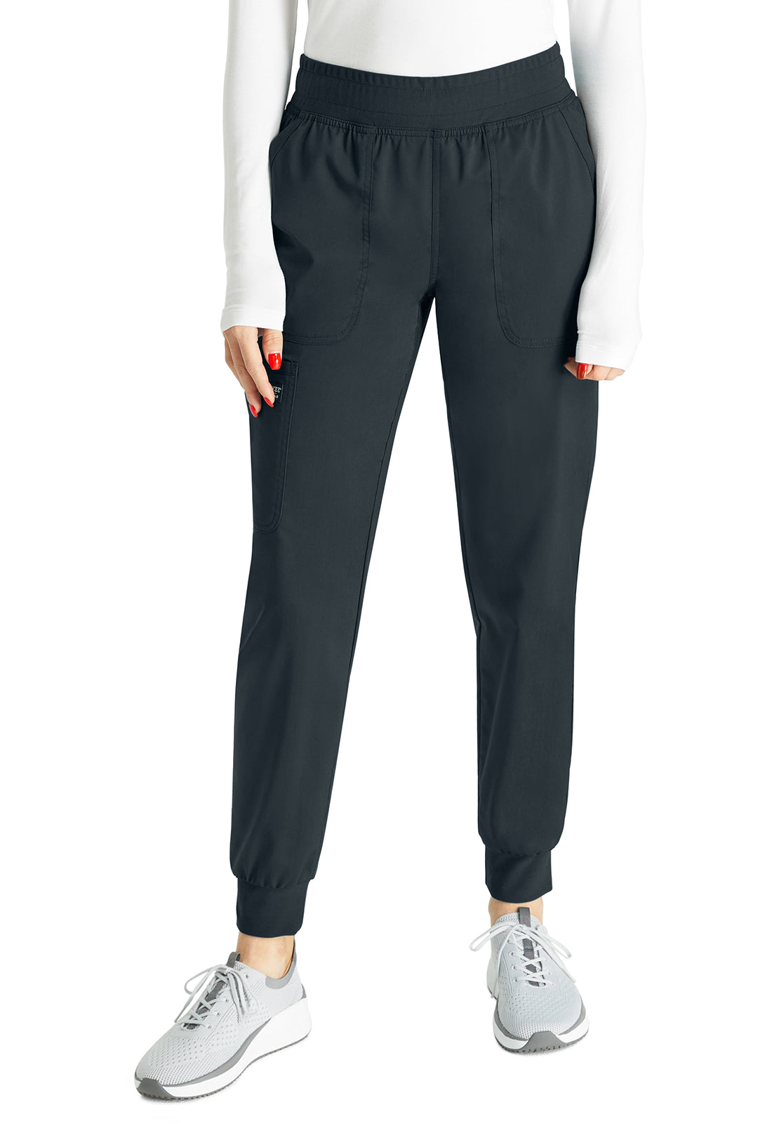 Cherokee Workwear Halfhoge joggingbroek met taps toelopende pijpen en gebreide tailleband WWE115