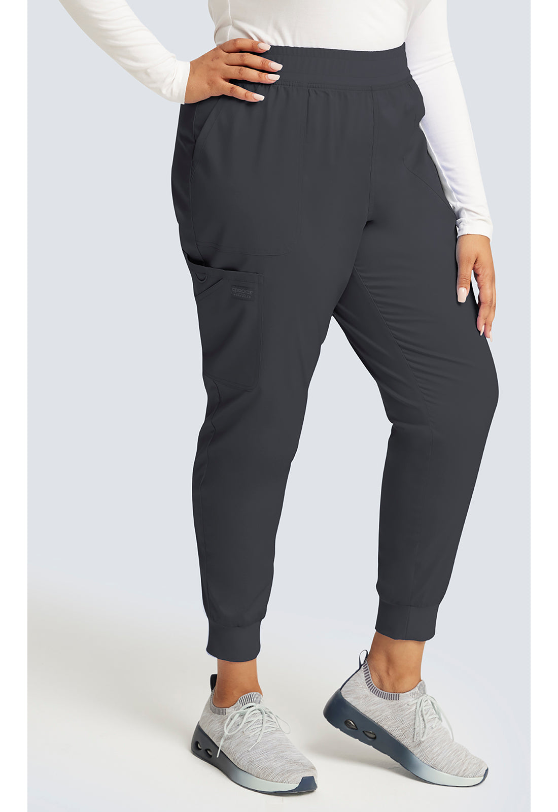 Cherokee Workwear Halfhoge joggingbroek met taps toelopende pijpen en gebreide tailleband WWE115