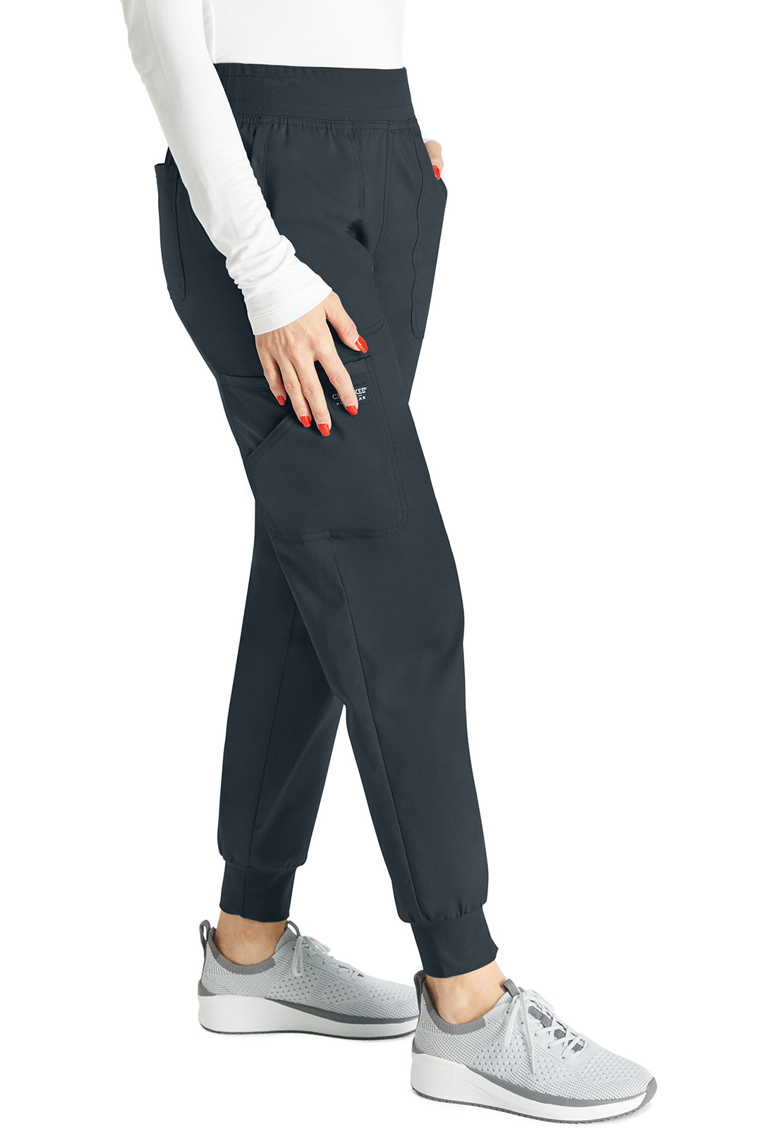 Cherokee Workwear Halfhoge joggingbroek met taps toelopende pijpen en gebreide tailleband WWE115