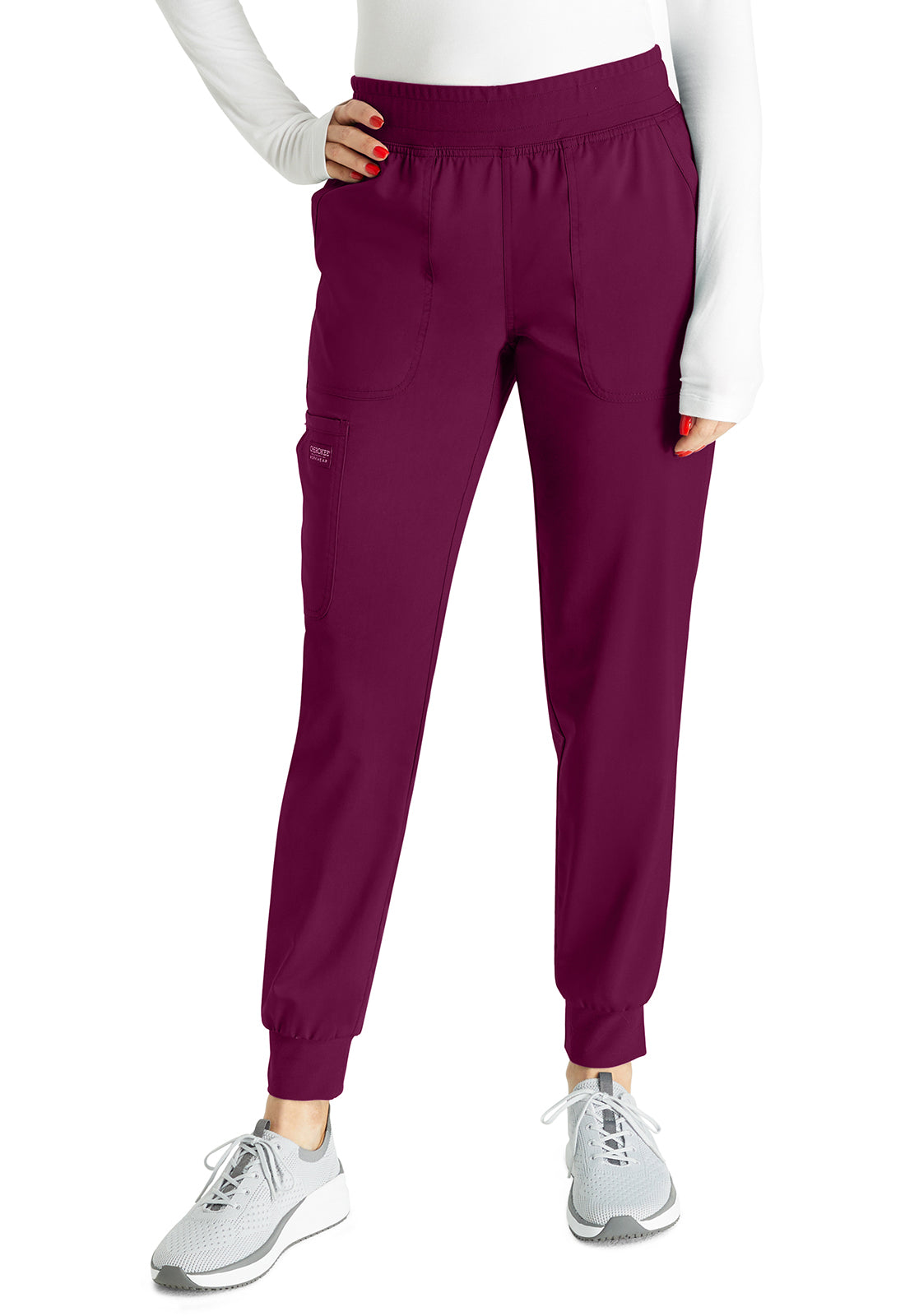 Cherokee Workwear Halfhoge joggingbroek met taps toelopende pijpen en gebreide tailleband WWE115