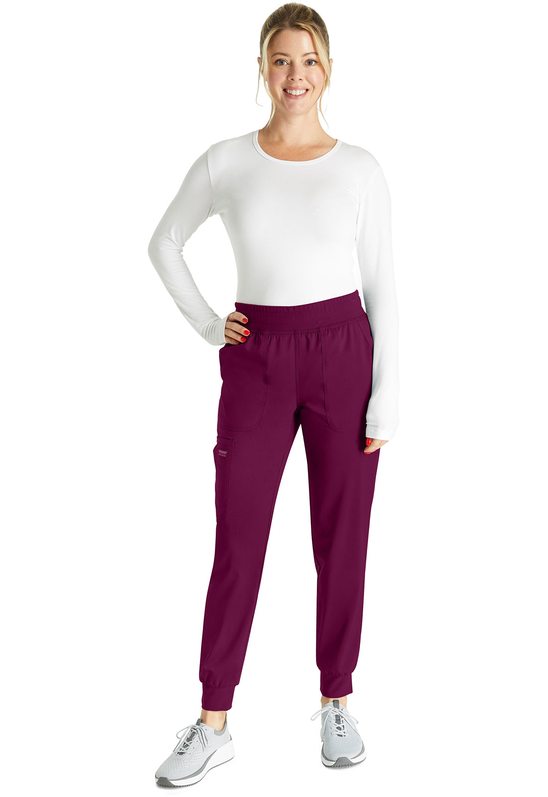 Cherokee Workwear Halfhoge joggingbroek met taps toelopende pijpen en gebreide tailleband WWE115