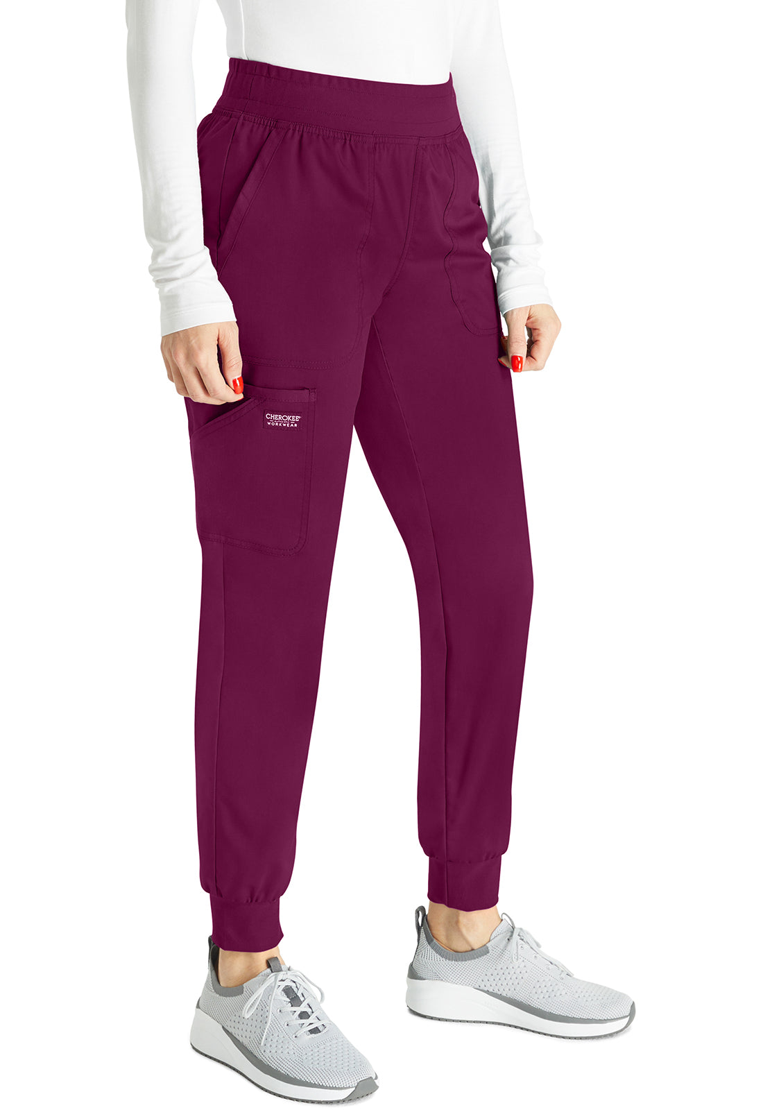 Cherokee Workwear Halfhoge joggingbroek met taps toelopende pijpen en gebreide tailleband WWE115