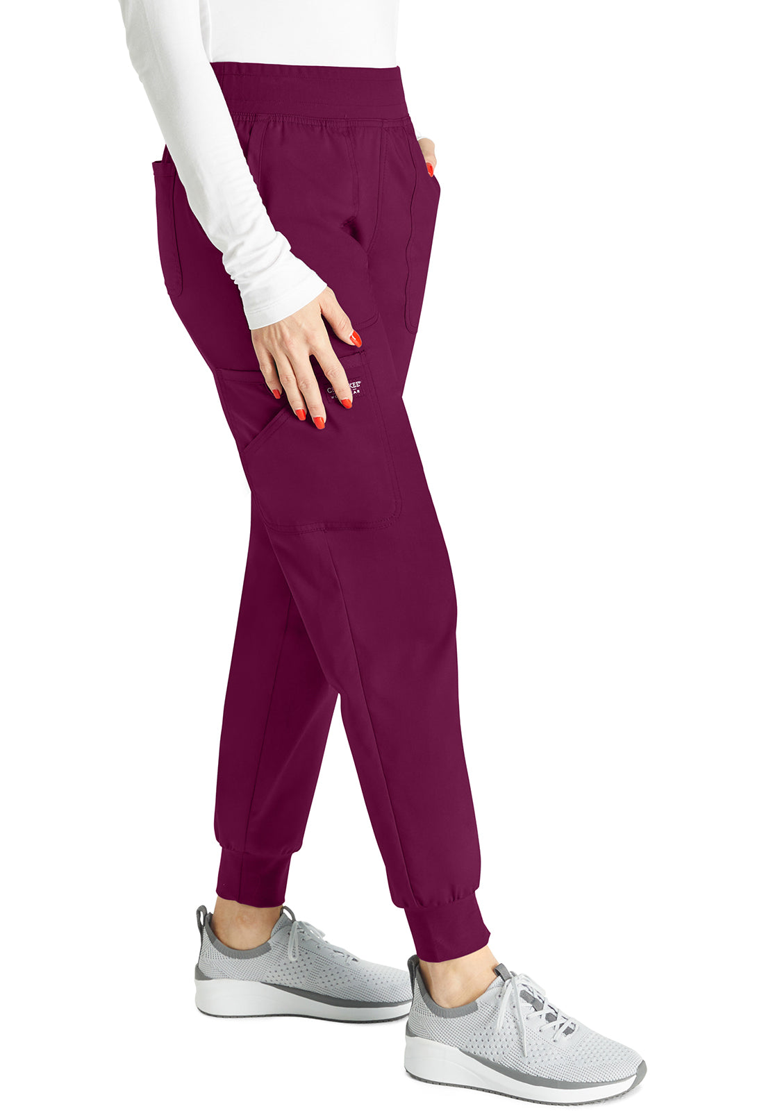 Cherokee Workwear Halfhoge joggingbroek met taps toelopende pijpen en gebreide tailleband WWE115
