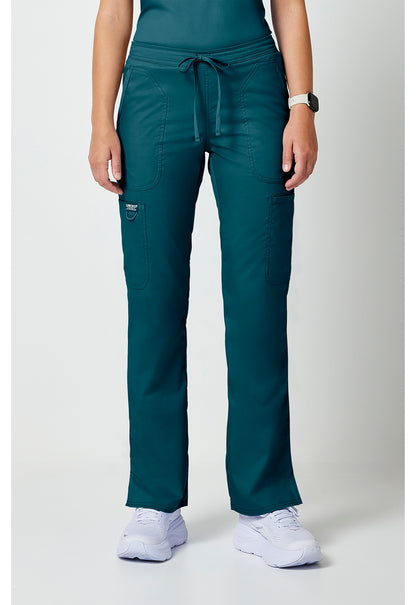 Mid-rise jeans met gematigde uitlopende pijpen en trekkoord met cargozakken en 2-way stretch