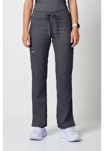 Mid-rise jeans met gematigde uitlopende pijpen en trekkoord met cargozakken en 2-way stretch
