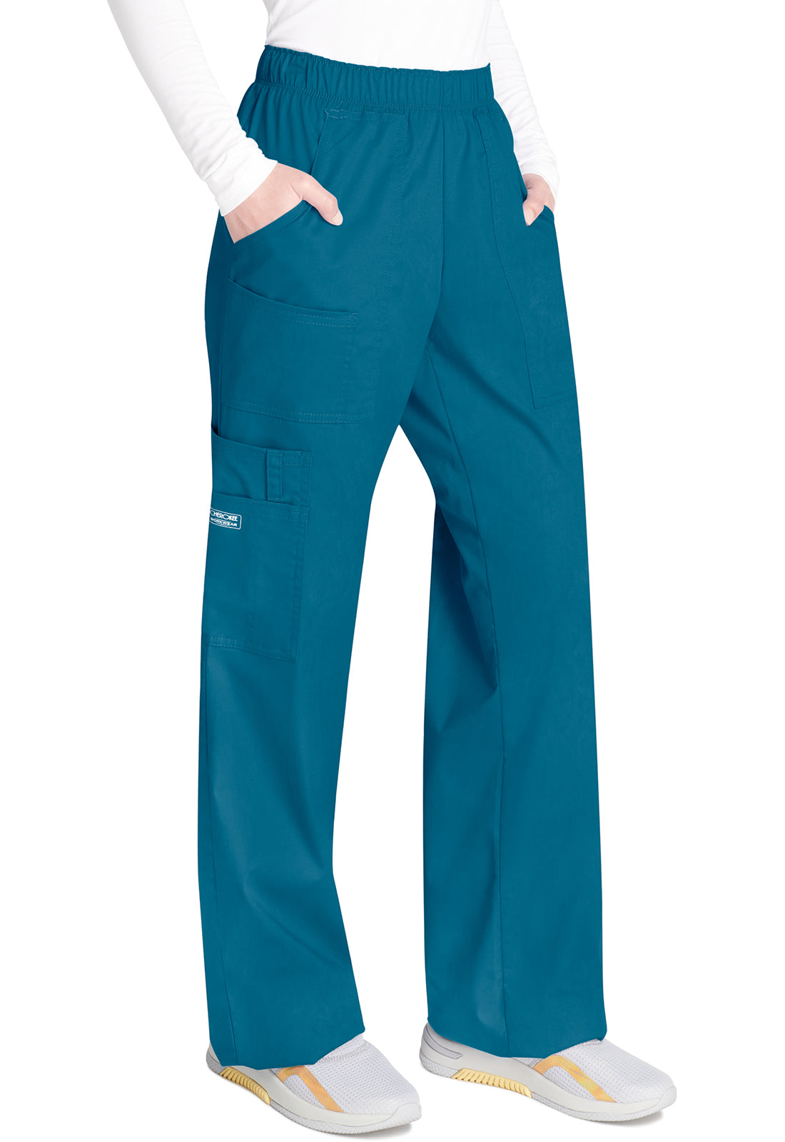 Cherokee Workwear Cargo broek met middelhoge taille en elastische tailleband met 7 zakken en Core Stretch WWE4005