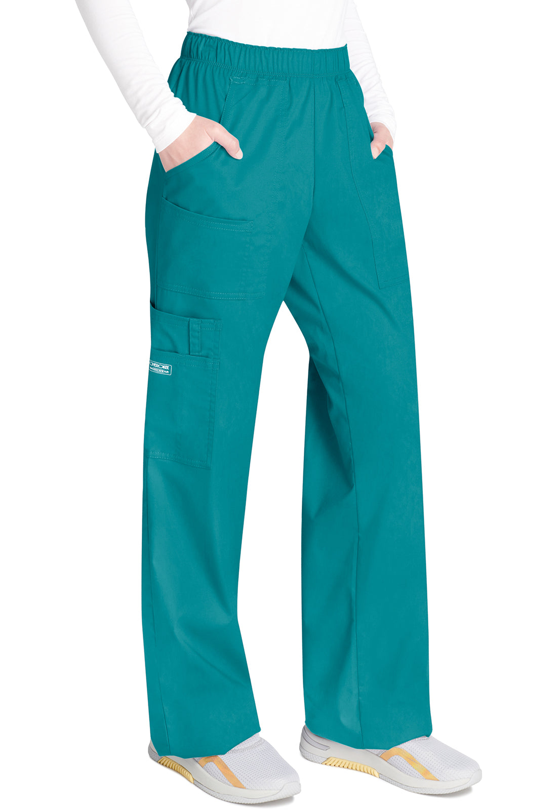 Cherokee Workwear Cargo broek met middelhoge taille en elastische tailleband met 7 zakken en Core Stretch WWE4005