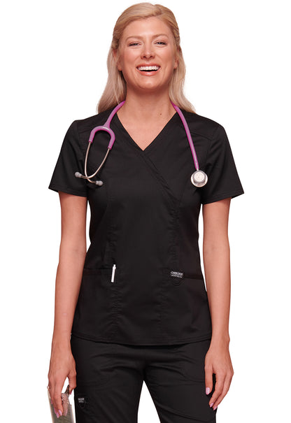 Cherokee Workwear Nep-wikkeltop met prinsessennaden en Core Stretch WWE4728