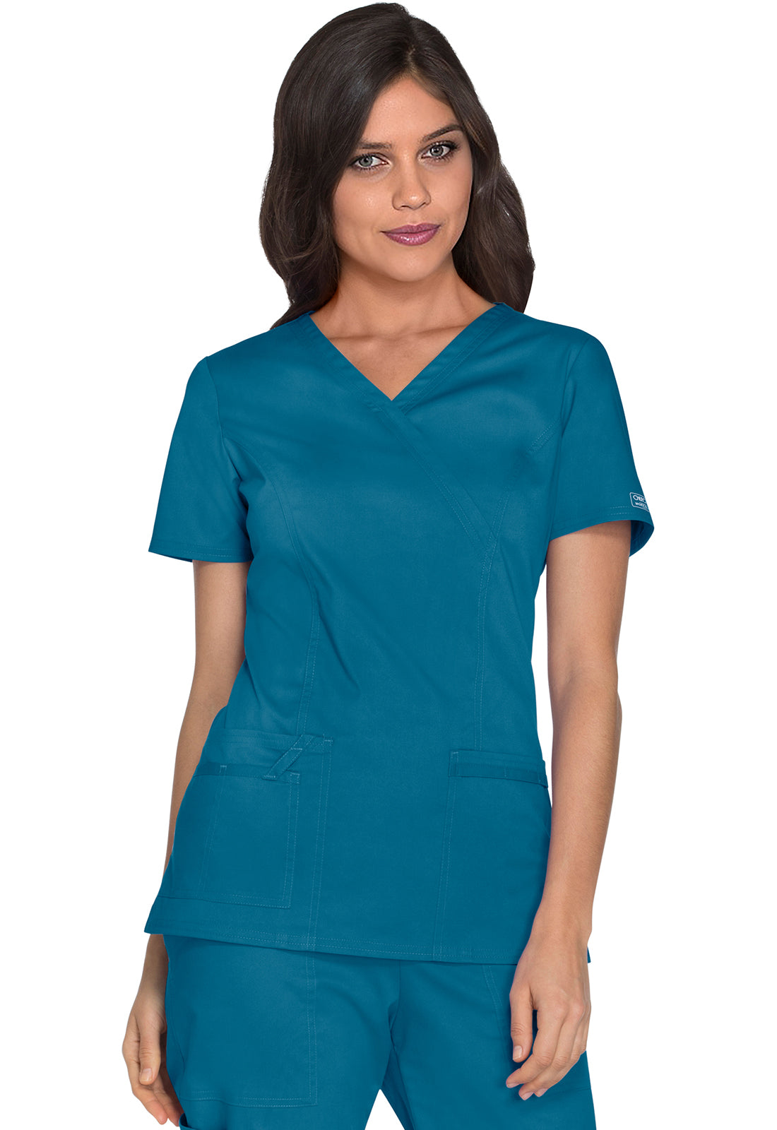 Cherokee Workwear Nep-wikkeltop met prinsessennaden en Core Stretch WWE4728