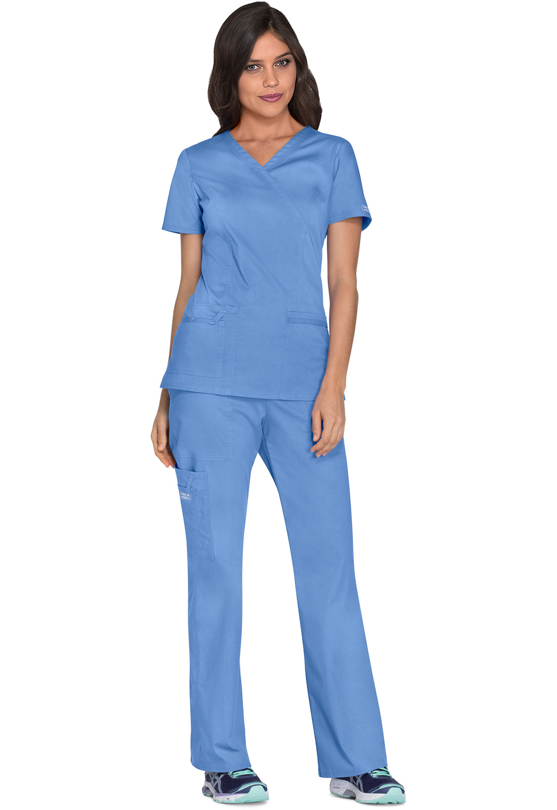 Cherokee Workwear Nep-wikkeltop met prinsessennaden en Core Stretch WWE4728