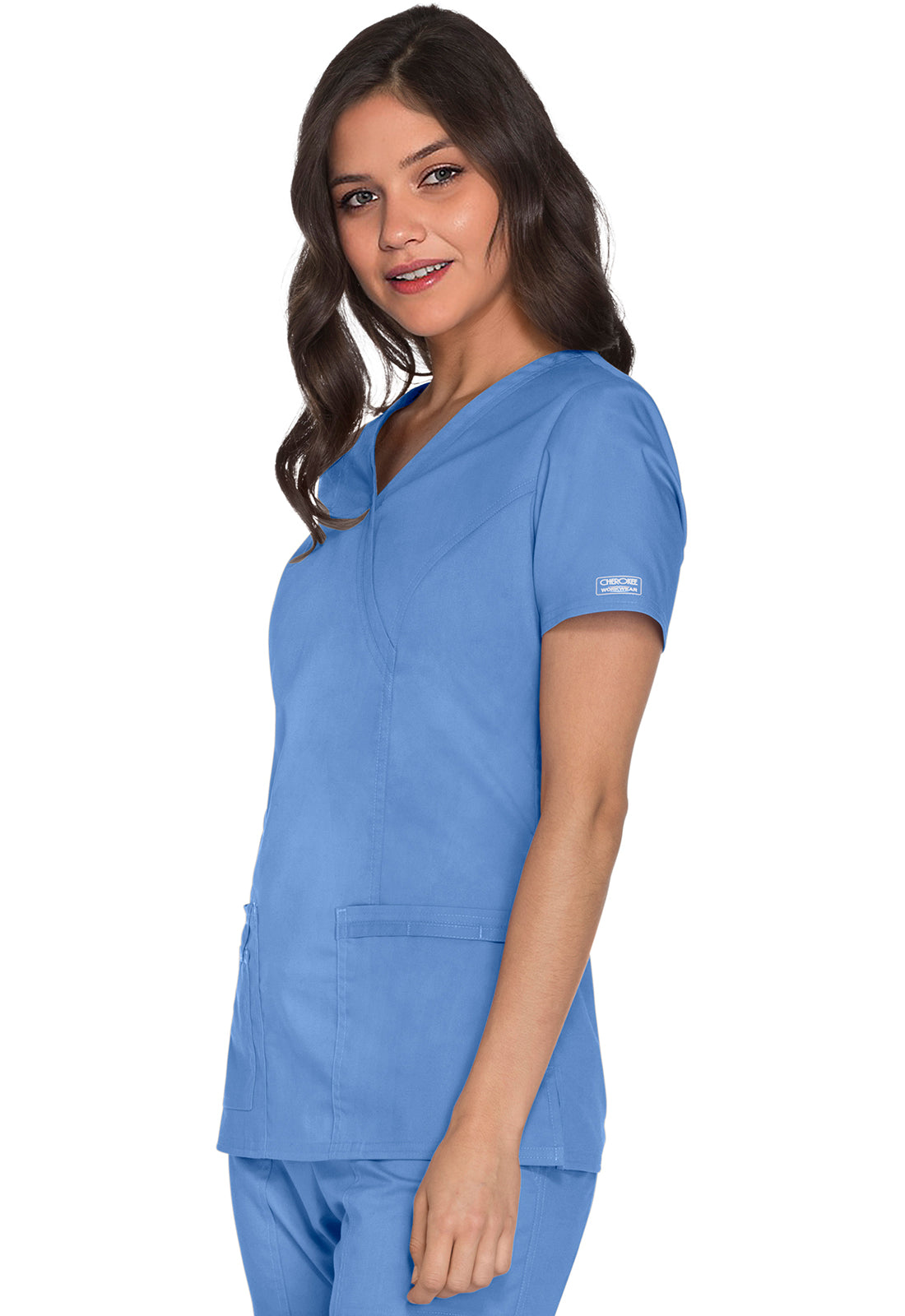 Cherokee Workwear Nep-wikkeltop met prinsessennaden en Core Stretch WWE4728