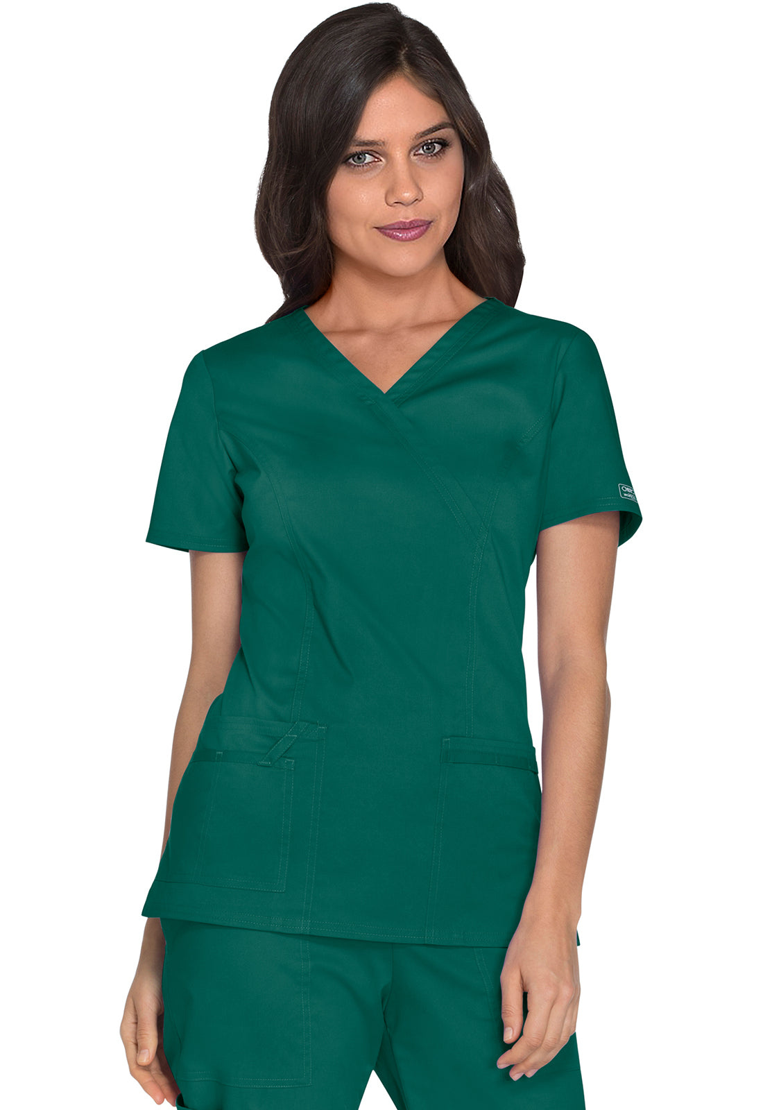 Cherokee Workwear Nep-wikkeltop met prinsessennaden en Core Stretch WWE4728