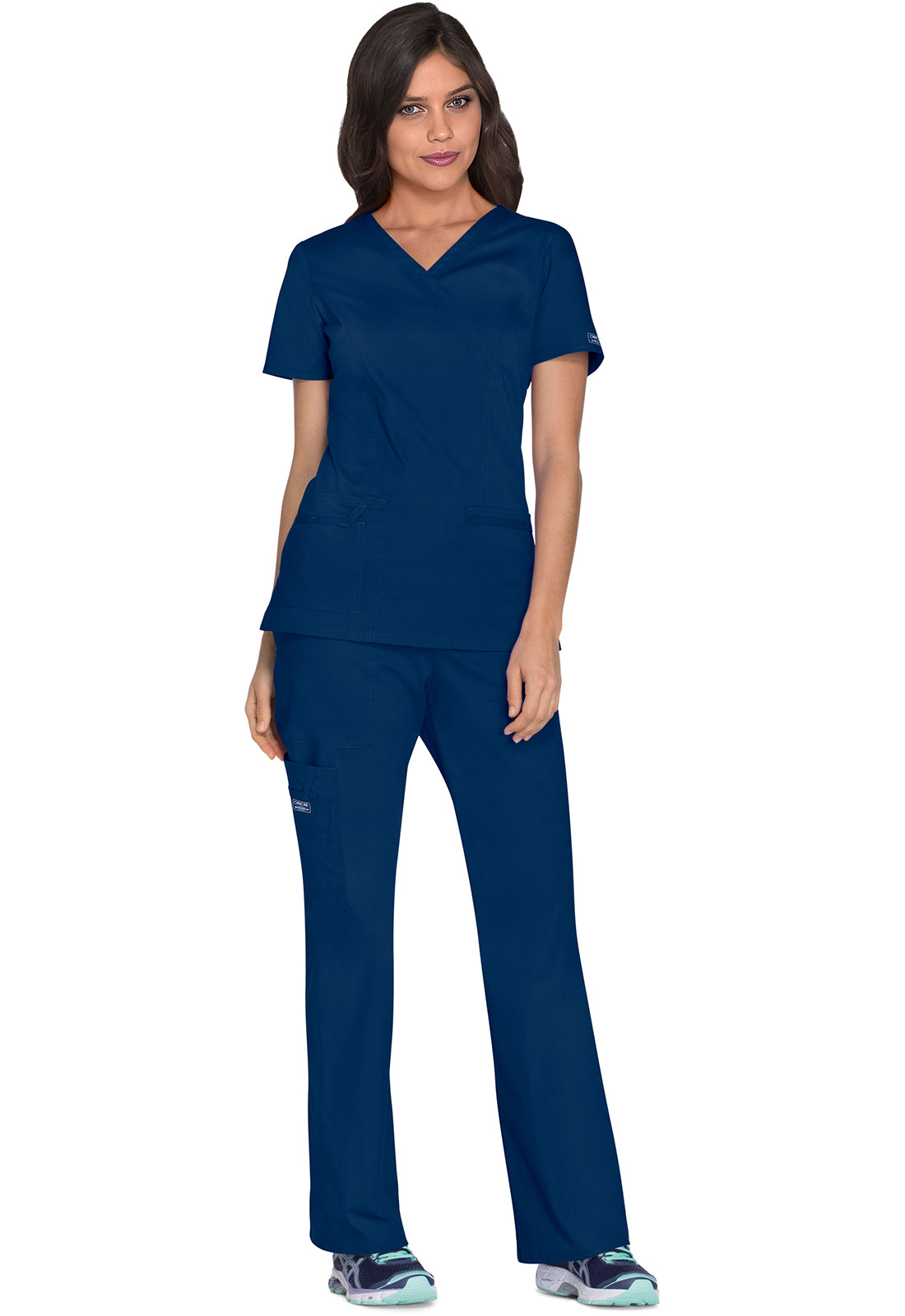 Cherokee Workwear Nep-wikkeltop met prinsessennaden en Core Stretch WWE4728