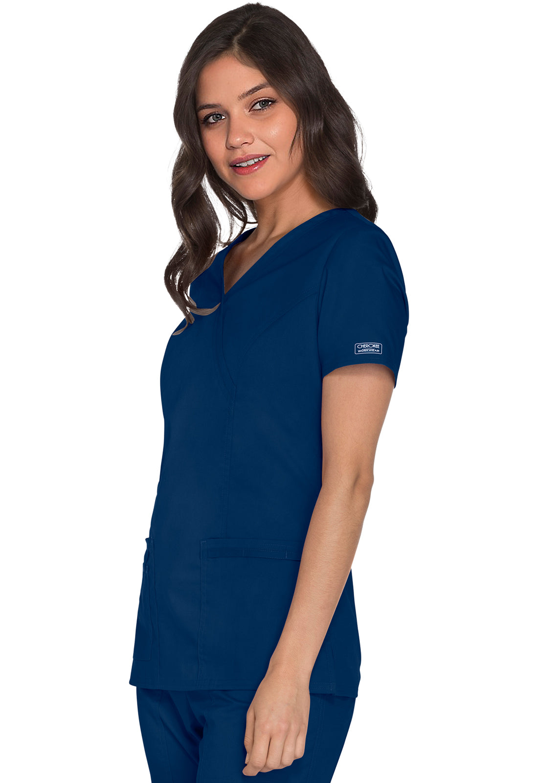 Cherokee Workwear Nep-wikkeltop met prinsessennaden en Core Stretch WWE4728