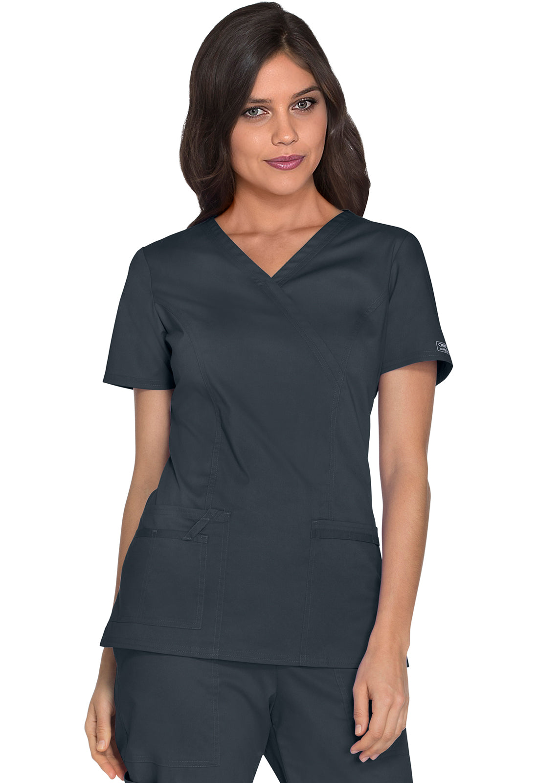 Cherokee Workwear Nep-wikkeltop met prinsessennaden en Core Stretch WWE4728