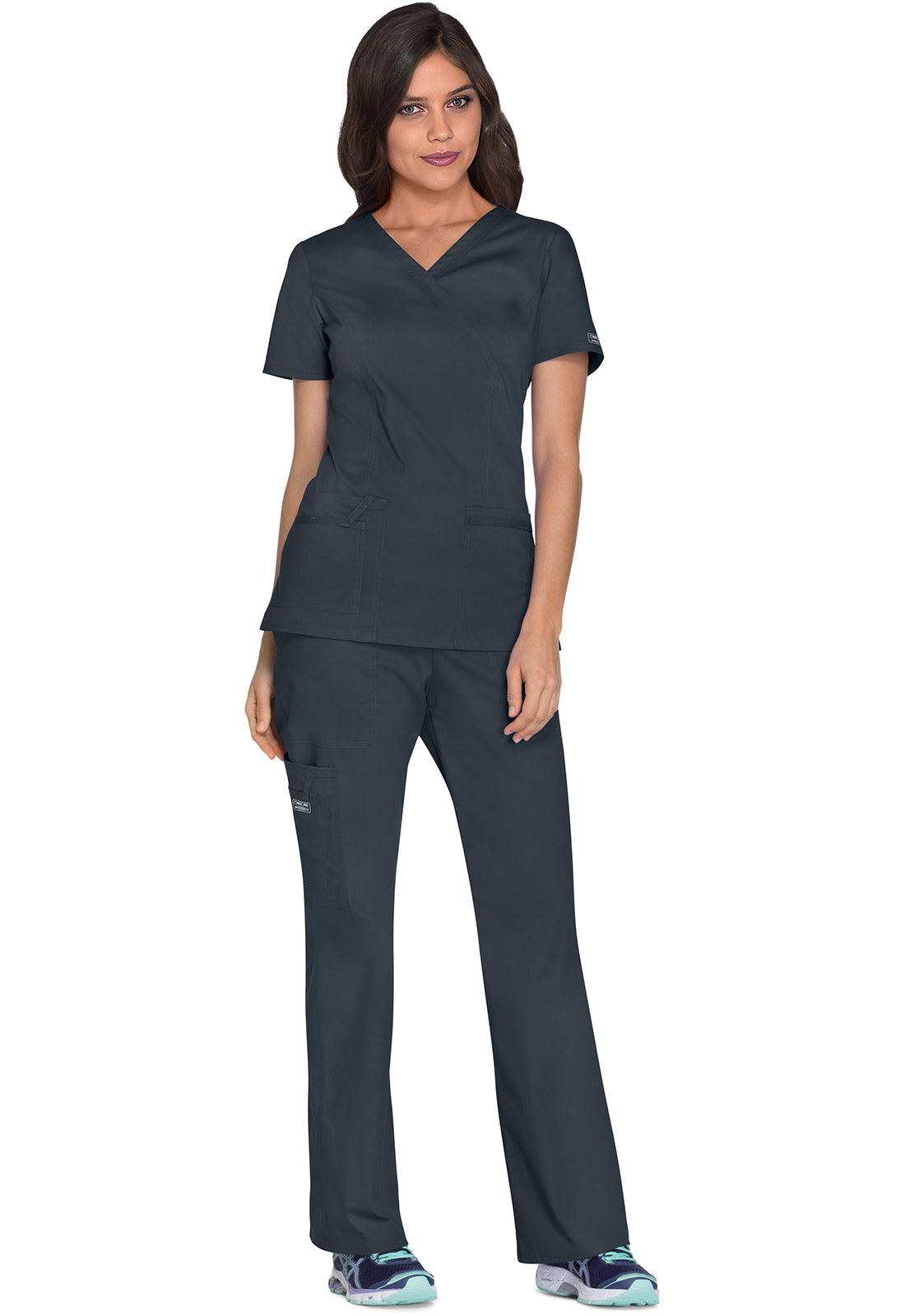 Cherokee Workwear Nep-wikkeltop met prinsessennaden en Core Stretch WWE4728