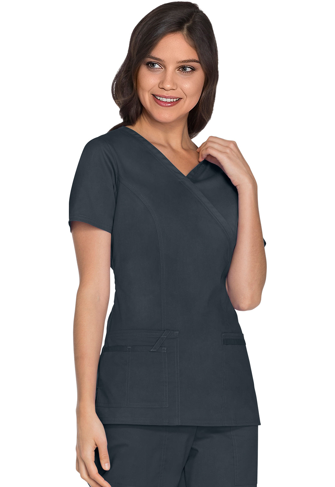 Cherokee Workwear Nep-wikkeltop met prinsessennaden en Core Stretch WWE4728