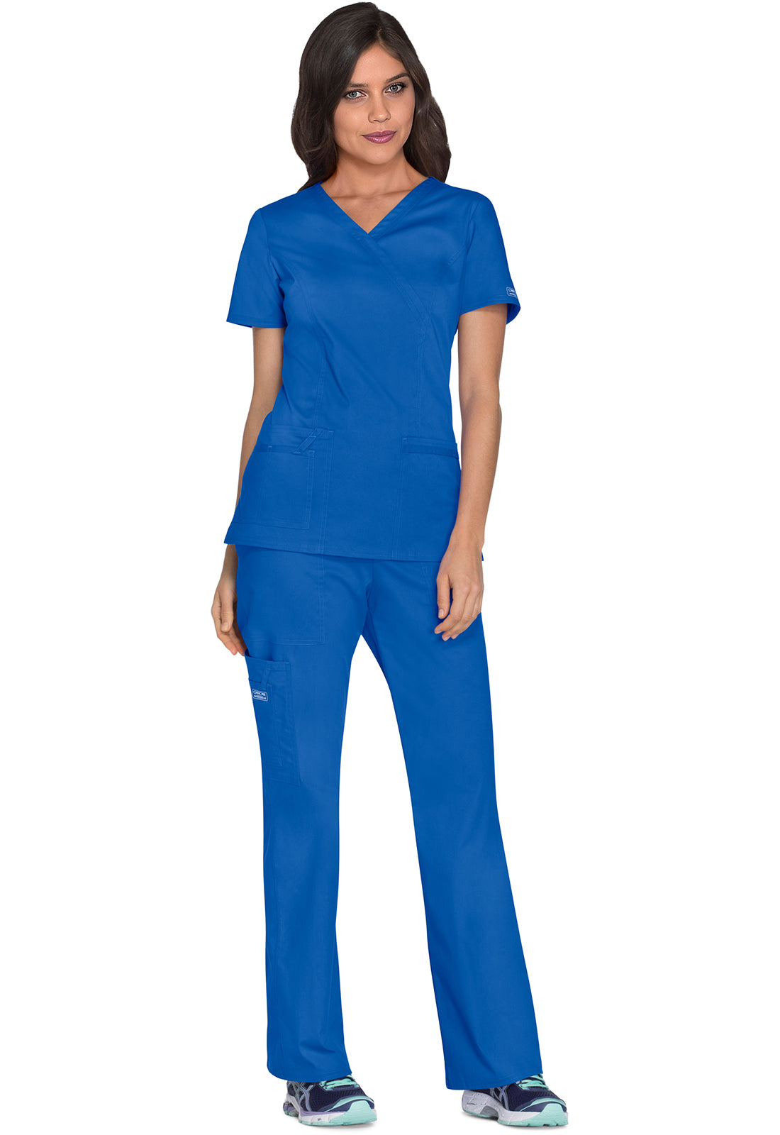 Cherokee Workwear Nep-wikkeltop met prinsessennaden en Core Stretch WWE4728