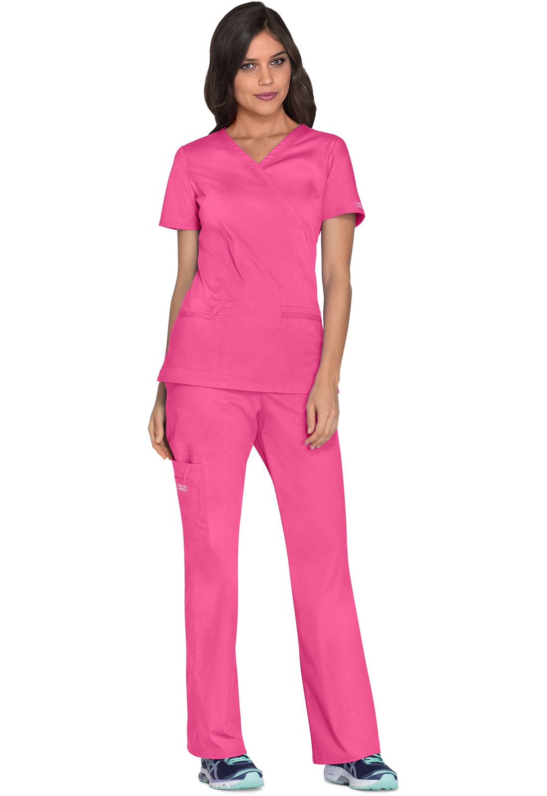 Cherokee Workwear Nep-wikkeltop met prinsessennaden en Core Stretch WWE4728