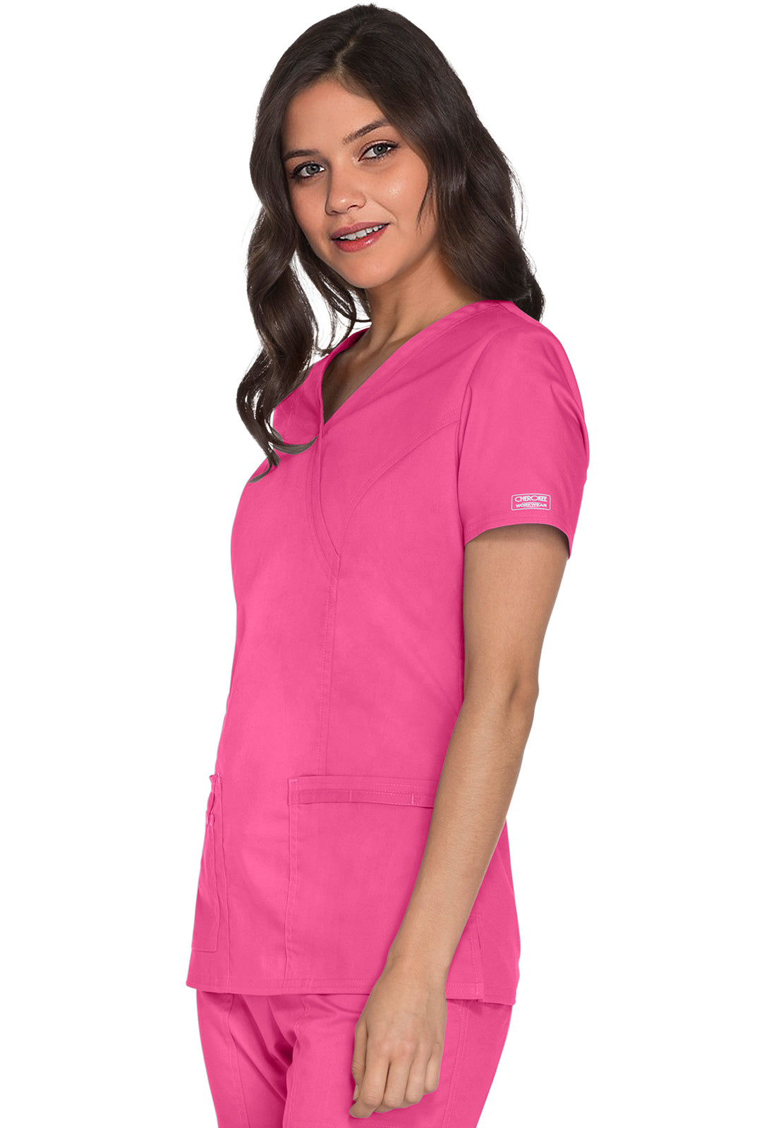 Cherokee Workwear Nep-wikkeltop met prinsessennaden en Core Stretch WWE4728