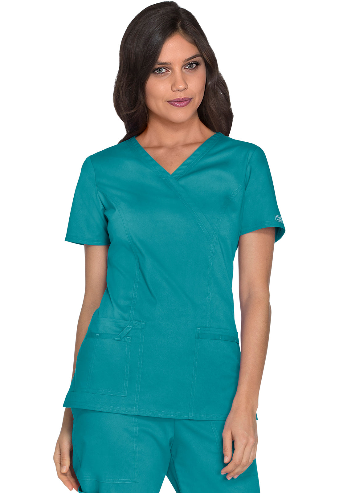 Cherokee Workwear Nep-wikkeltop met prinsessennaden en Core Stretch WWE4728