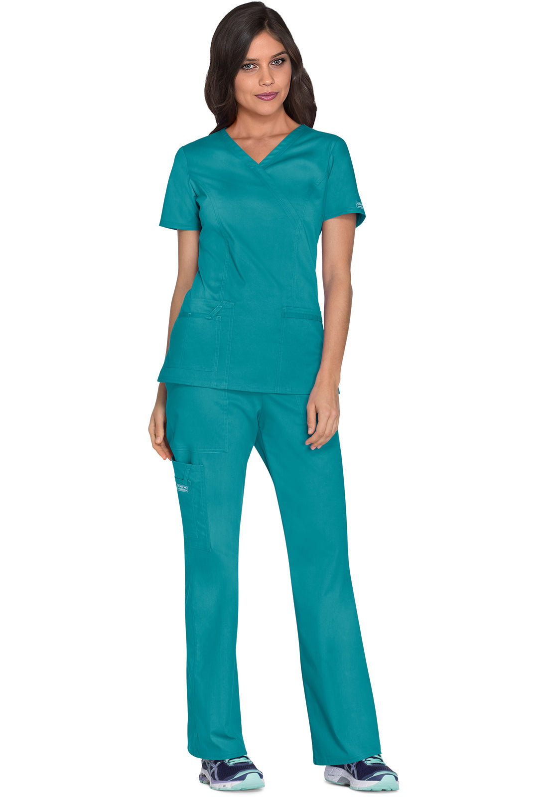 Cherokee Workwear Nep-wikkeltop met prinsessennaden en Core Stretch WWE4728