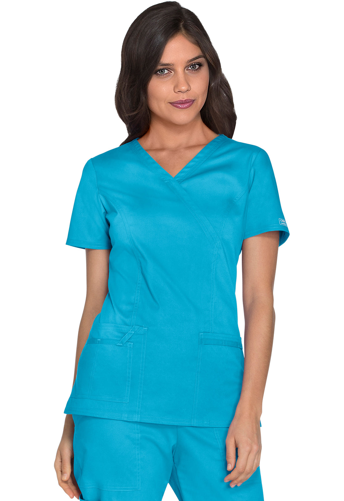 Cherokee Workwear Nep-wikkeltop met prinsessennaden en Core Stretch WWE4728