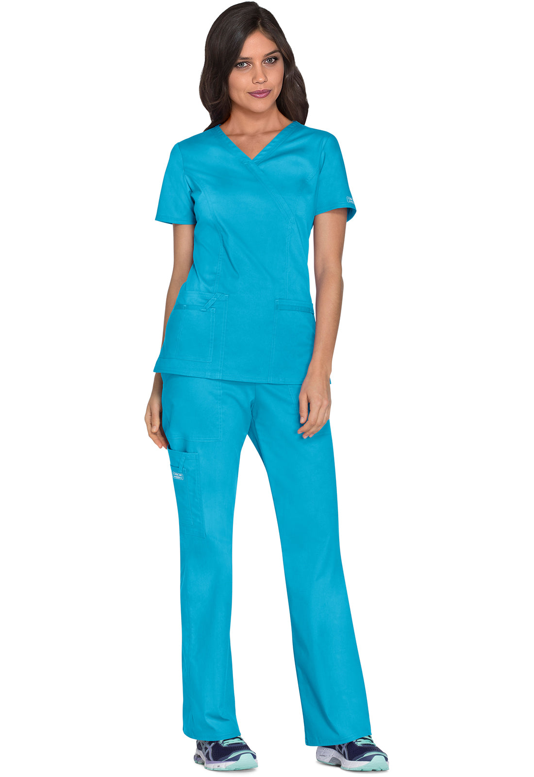 Cherokee Workwear Nep-wikkeltop met prinsessennaden en Core Stretch WWE4728