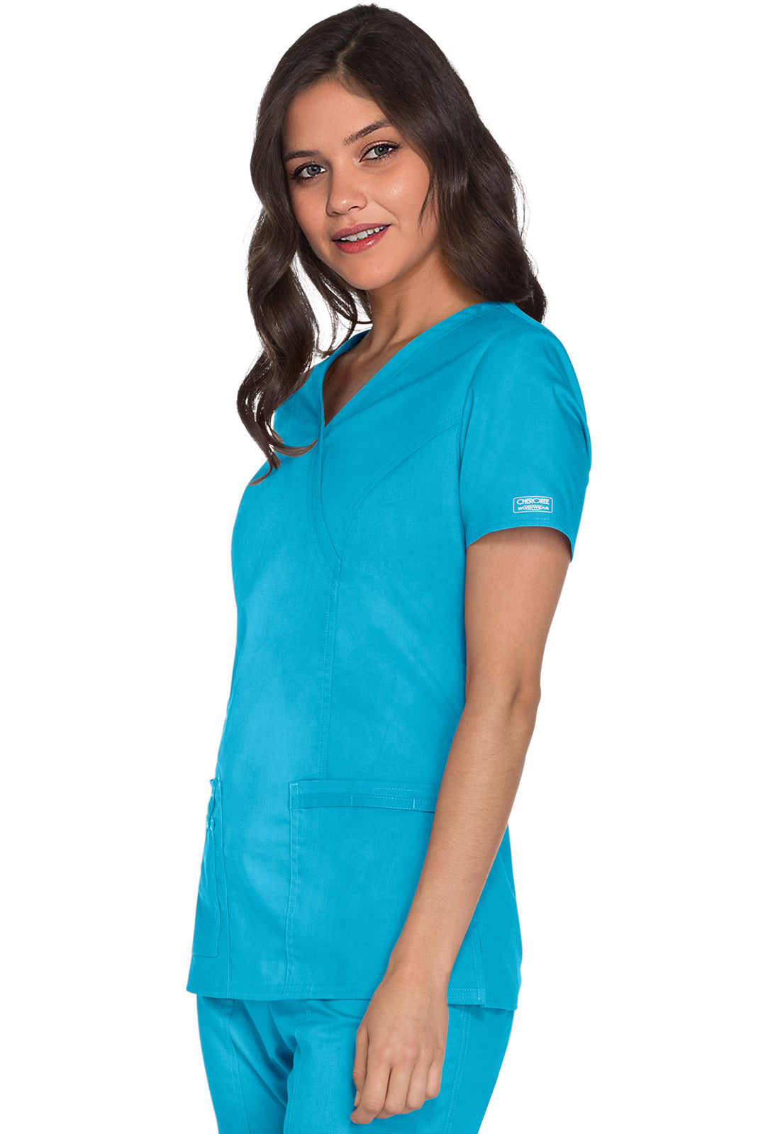 Cherokee Workwear Nep-wikkeltop met prinsessennaden en Core Stretch WWE4728