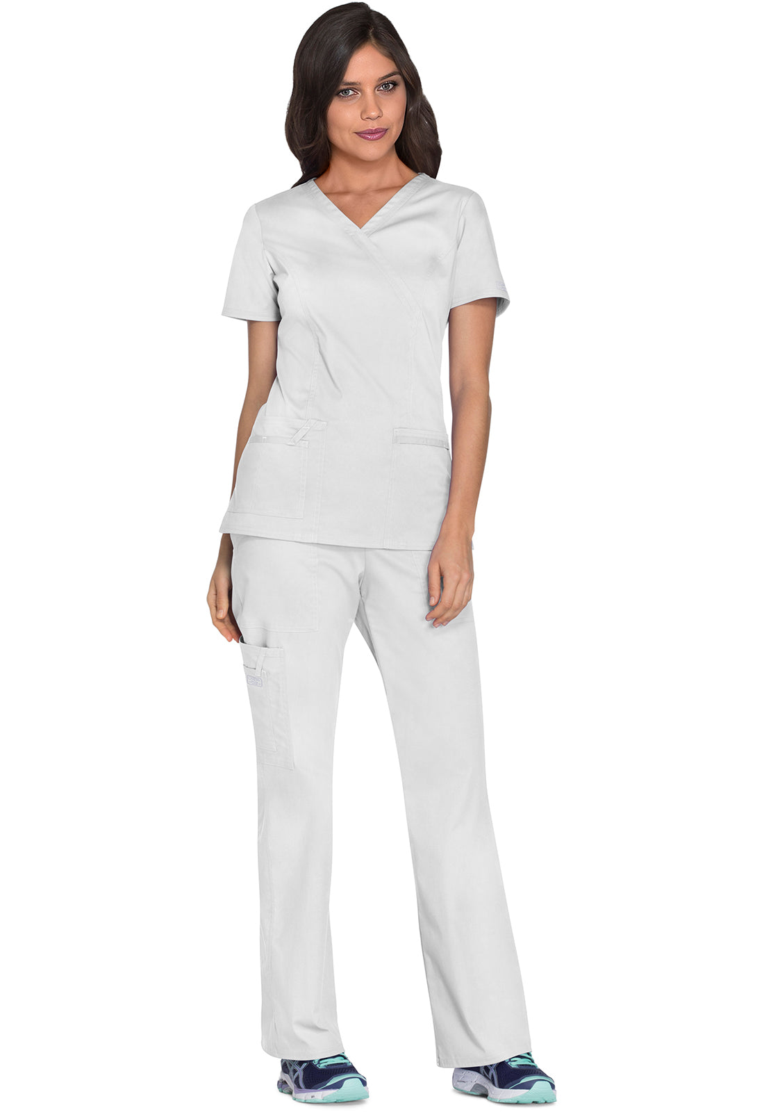 Cherokee Workwear Nep-wikkeltop met prinsessennaden en Core Stretch WWE4728