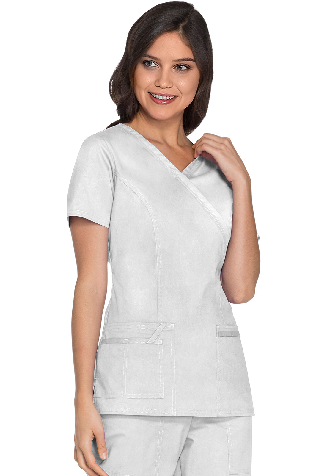 Cherokee Workwear Nep-wikkeltop met prinsessennaden en Core Stretch WWE4728