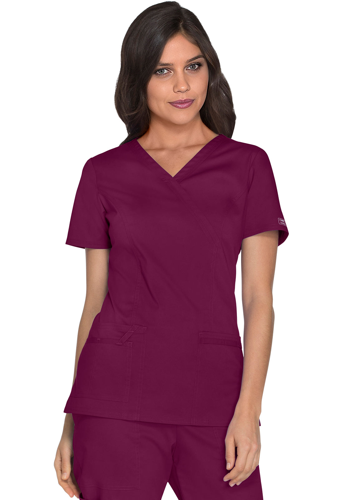 Cherokee Workwear Nep-wikkeltop met prinsessennaden en Core Stretch WWE4728