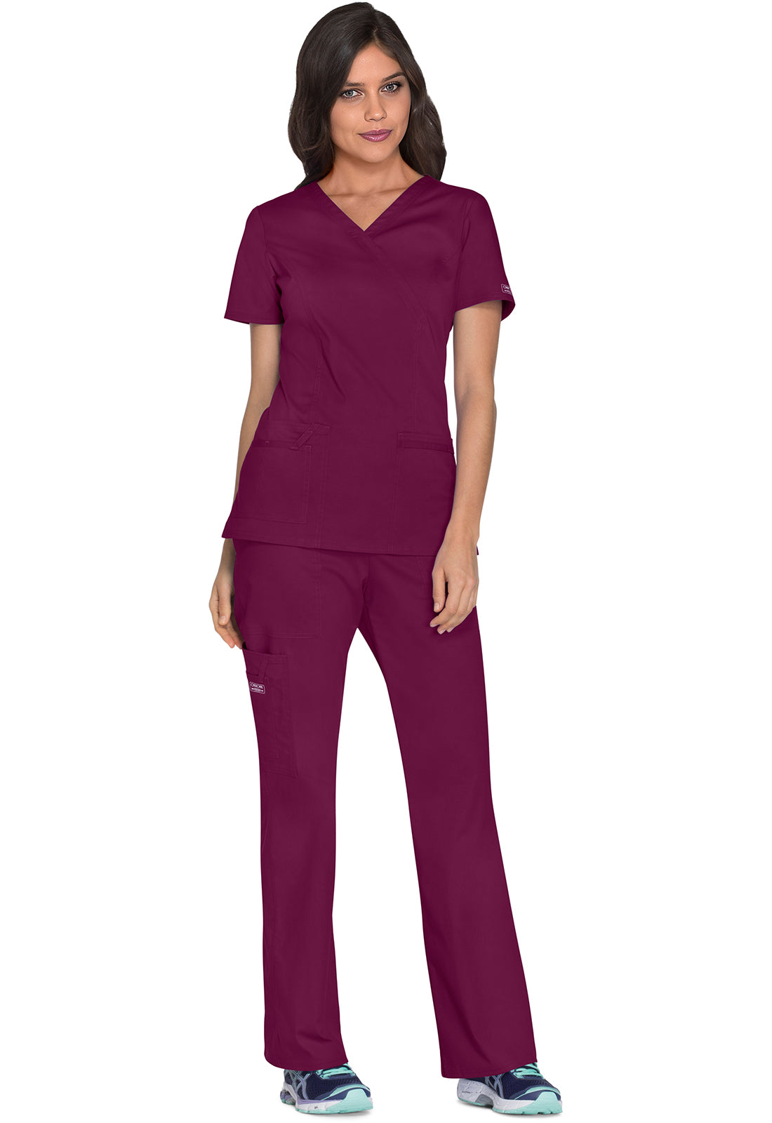 Cherokee Workwear Nep-wikkeltop met prinsessennaden en Core Stretch WWE4728