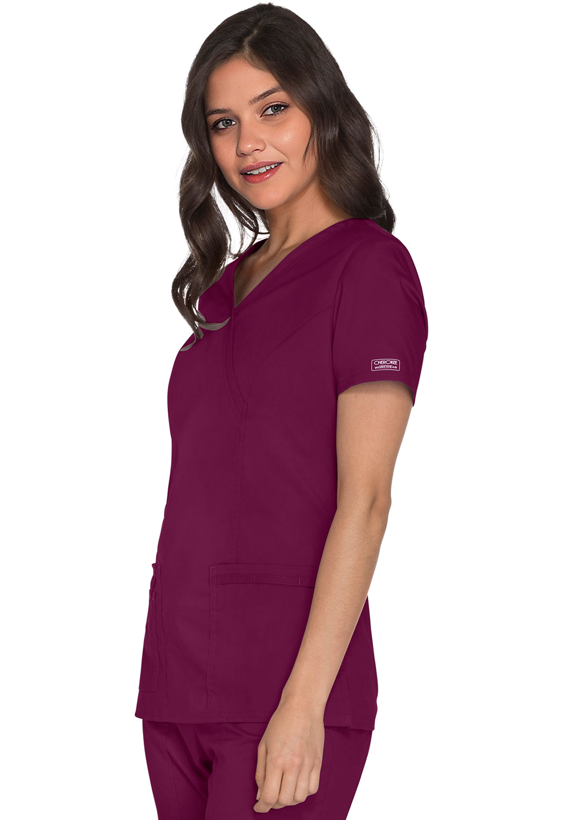 Cherokee Workwear Nep-wikkeltop met prinsessennaden en Core Stretch WWE4728