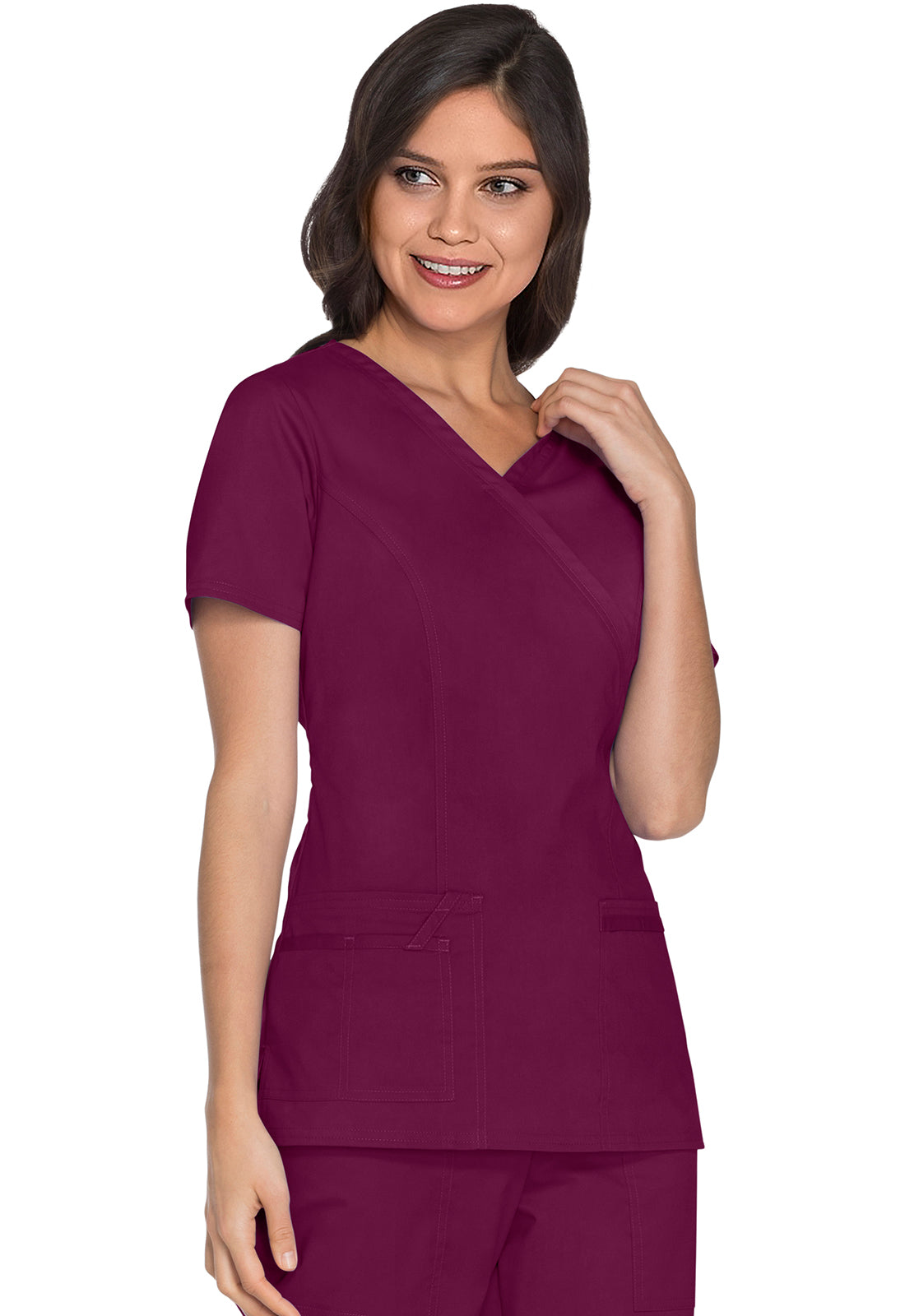 Cherokee Workwear Nep-wikkeltop met prinsessennaden en Core Stretch WWE4728