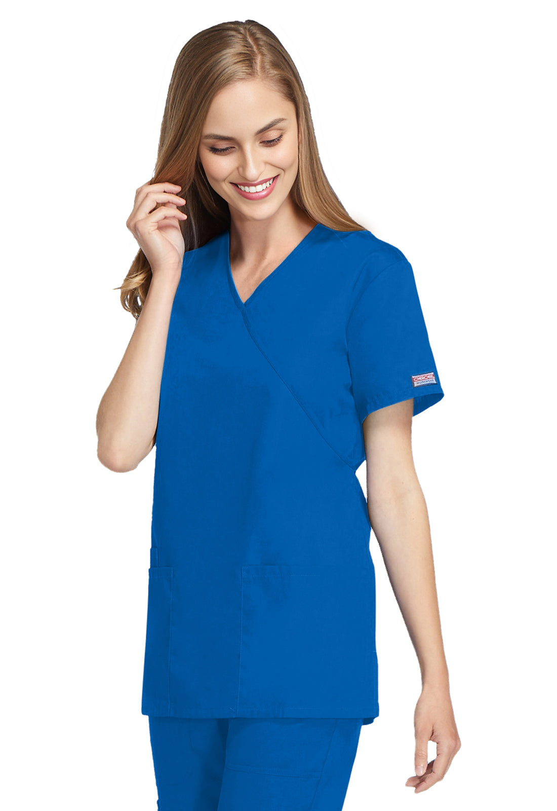 Cherokee Workwear Nep-wikkeltuniek met verstelbare strik en telefoonzakje WWE4801