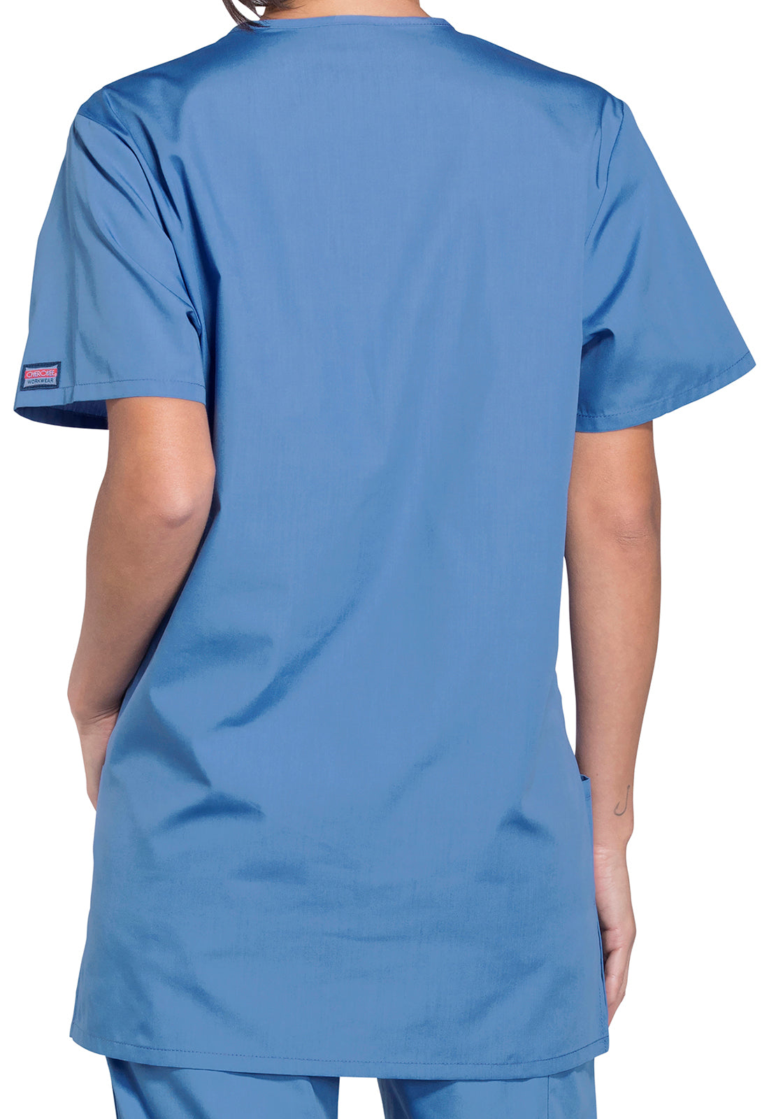 Unisex V-hals top met traditionele pasvorm en borstzak WWE4876