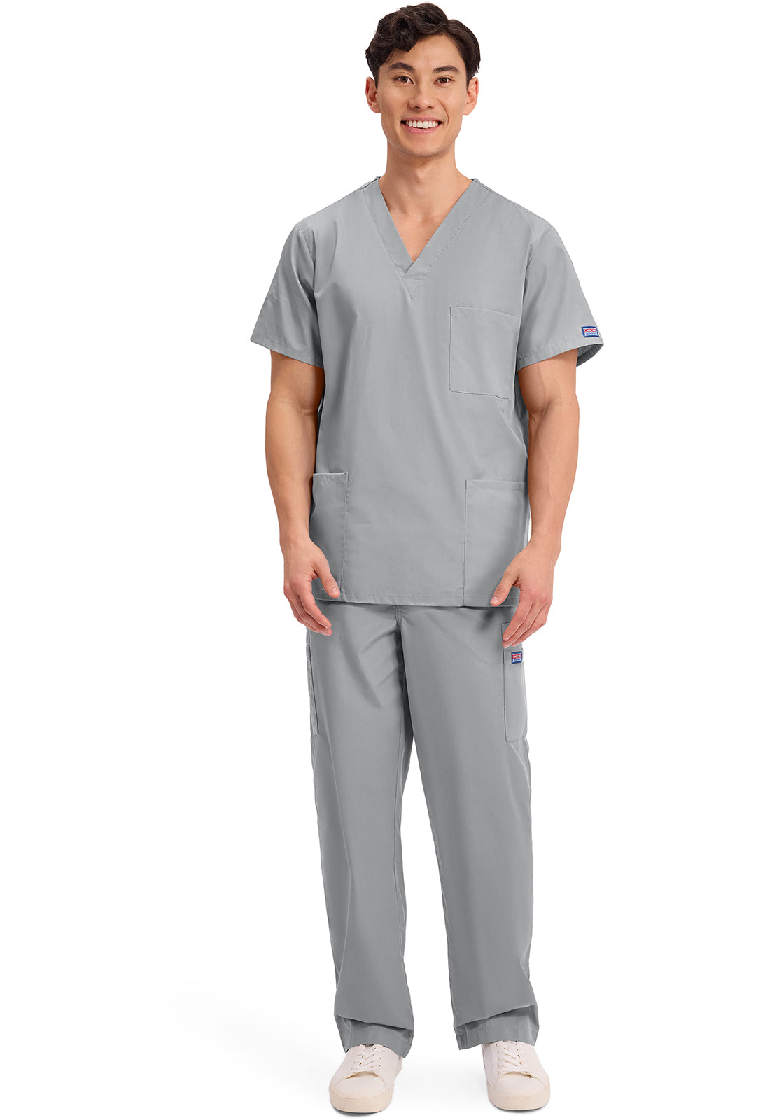 Unisex V-hals top met traditionele pasvorm en borstzak WWE4876