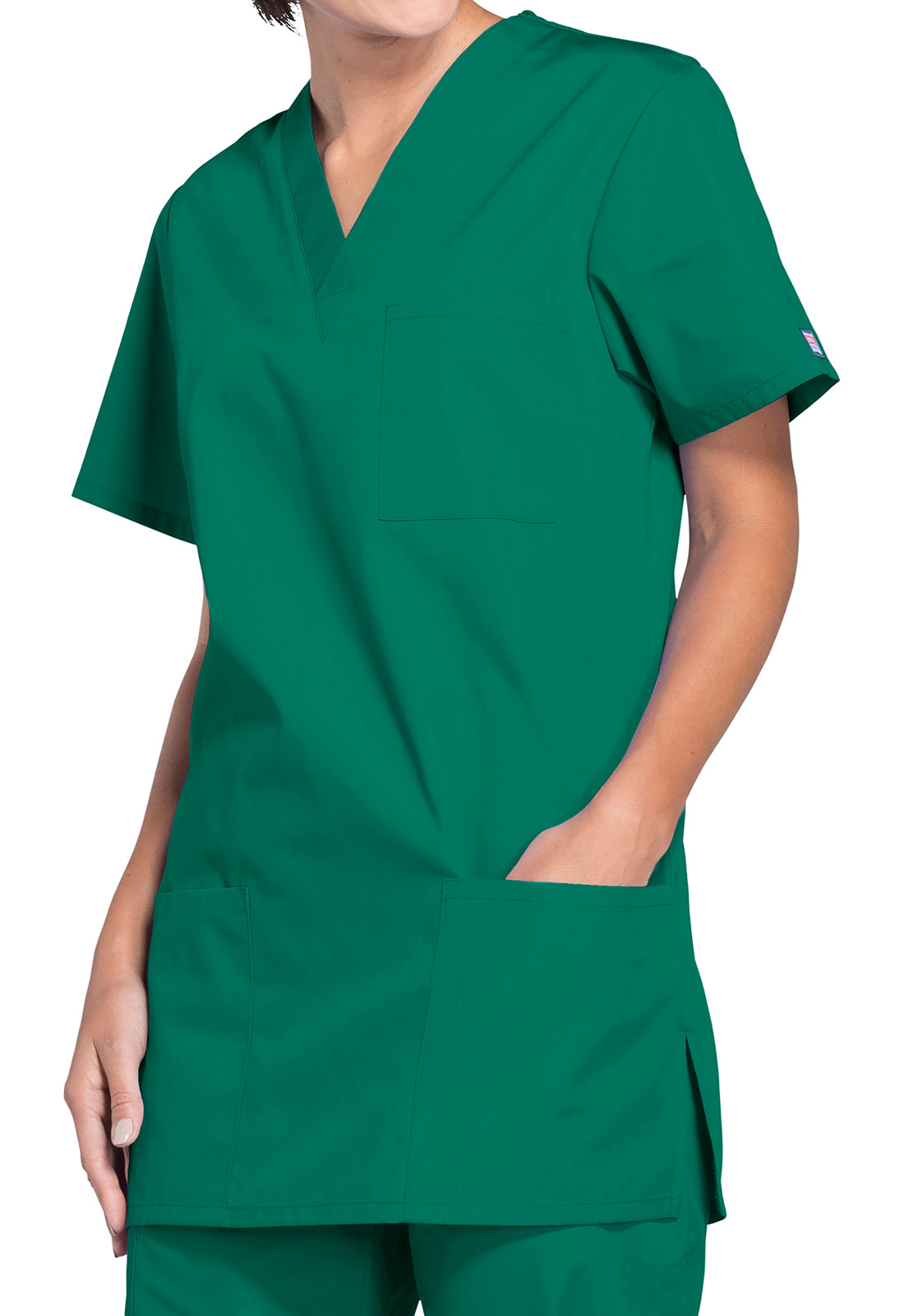 Unisex V-hals top met traditionele pasvorm en borstzak WWE4876