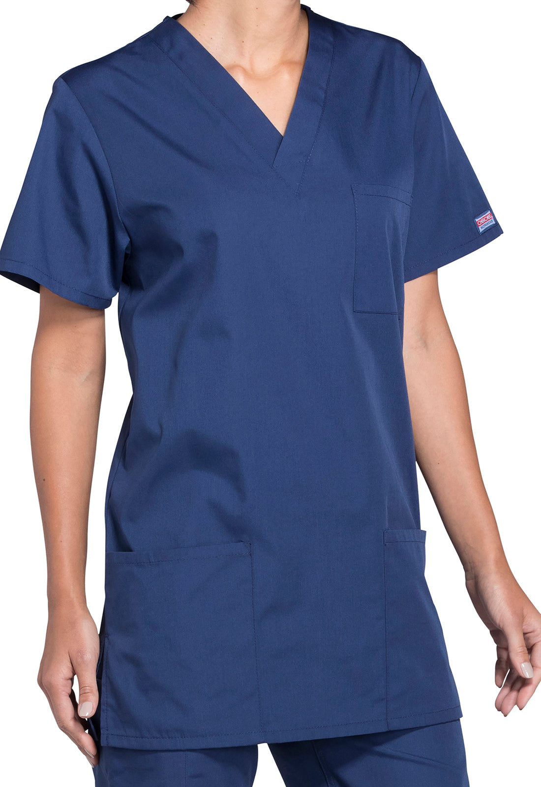 Unisex V-hals top met traditionele pasvorm en borstzak WWE4876