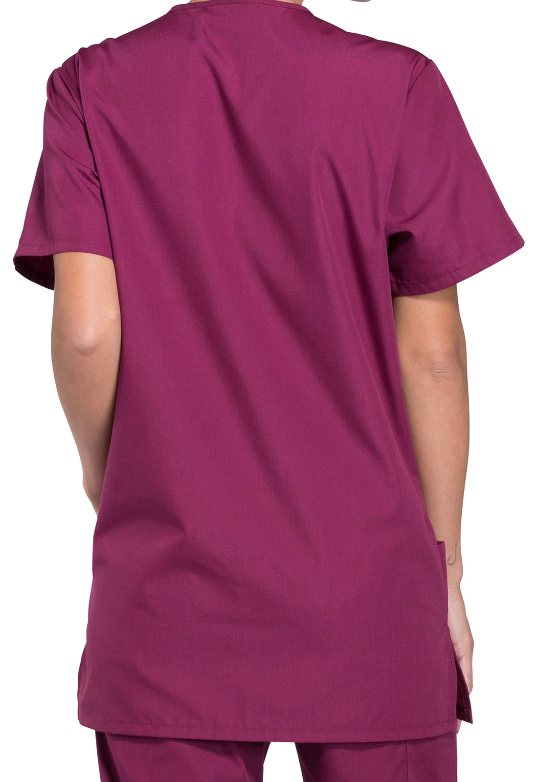 Unisex V-hals top met traditionele pasvorm en borstzak WWE4876