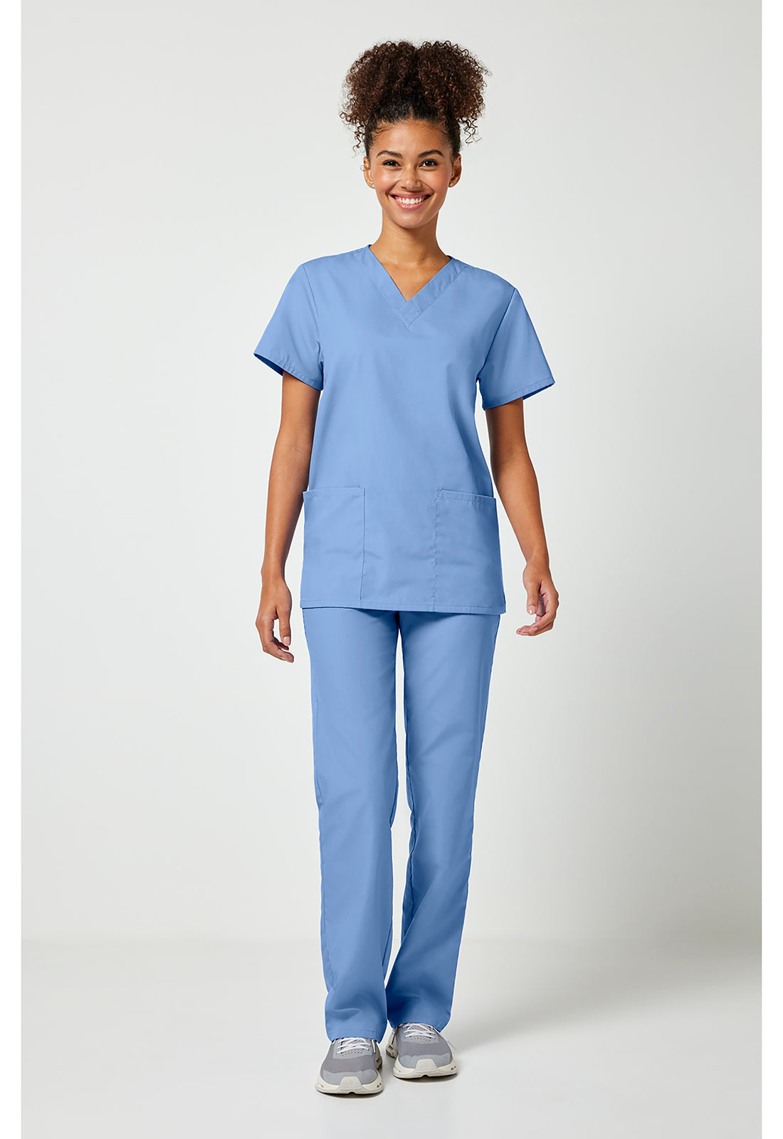 Unisex top en broek set met V-hals en trekkoordbroek WWE530C