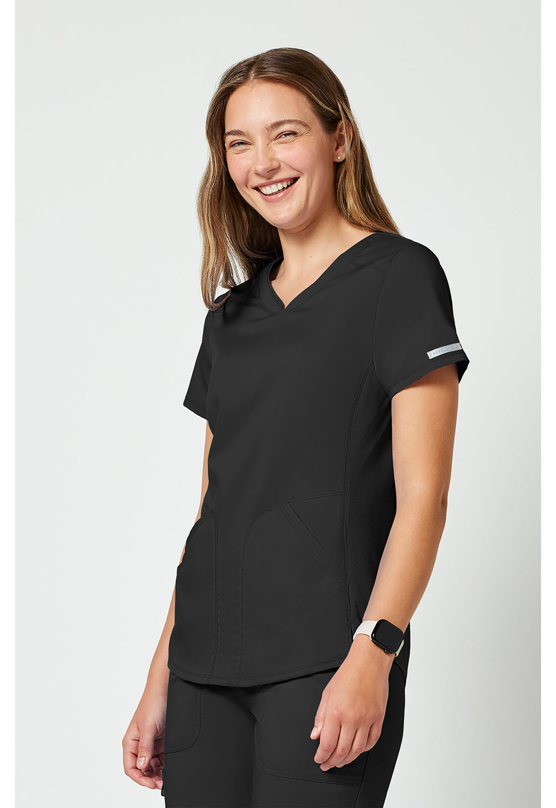 Top met V-hals met mesh details en 2-way stretch WWE601