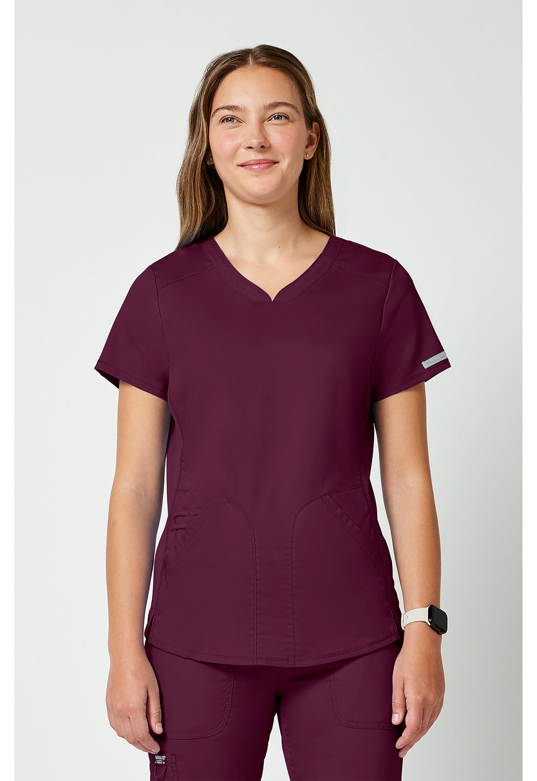 Top met V-hals met mesh details en 2-way stretch WWE601