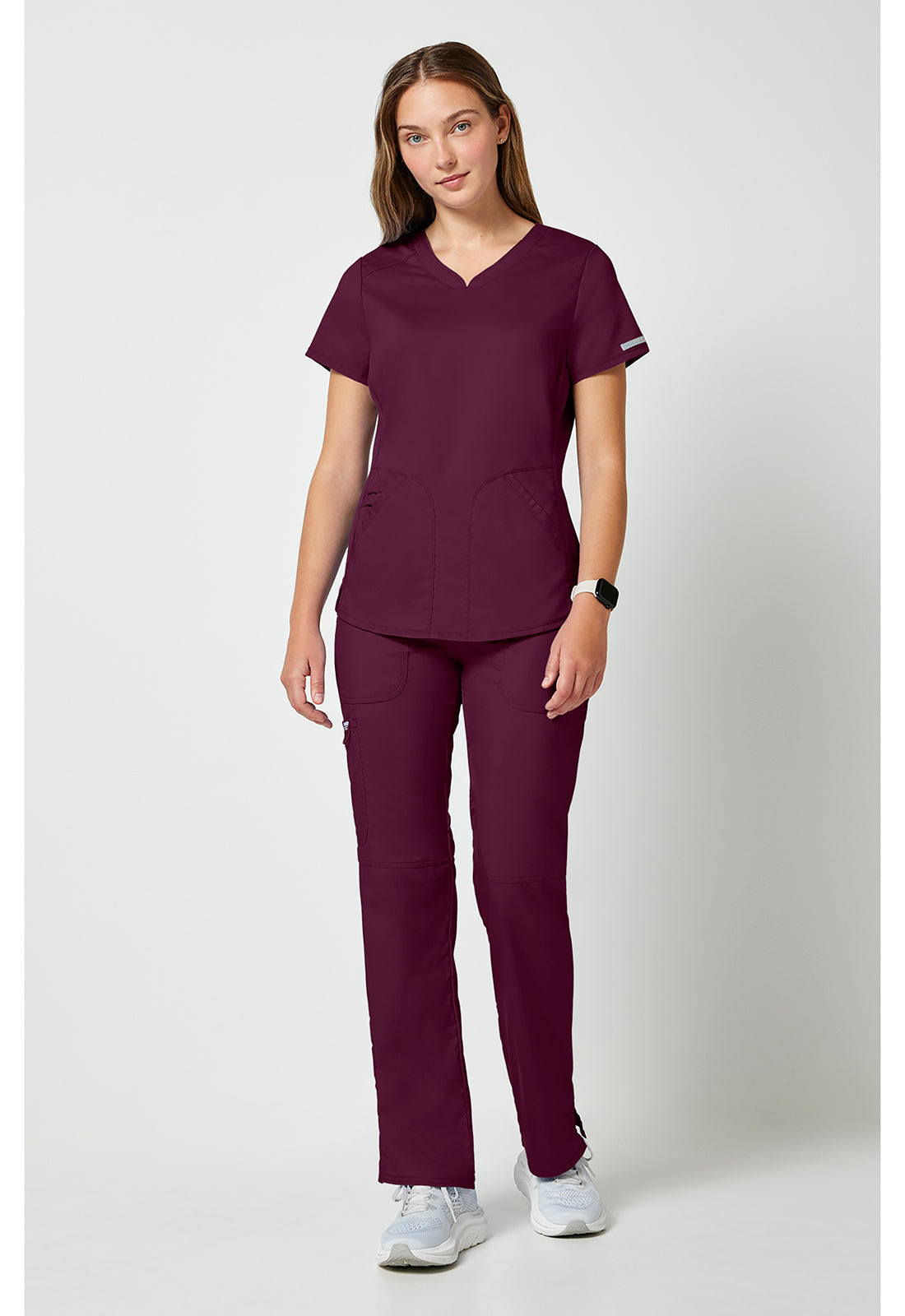 Top met V-hals met mesh details en 2-way stretch WWE601