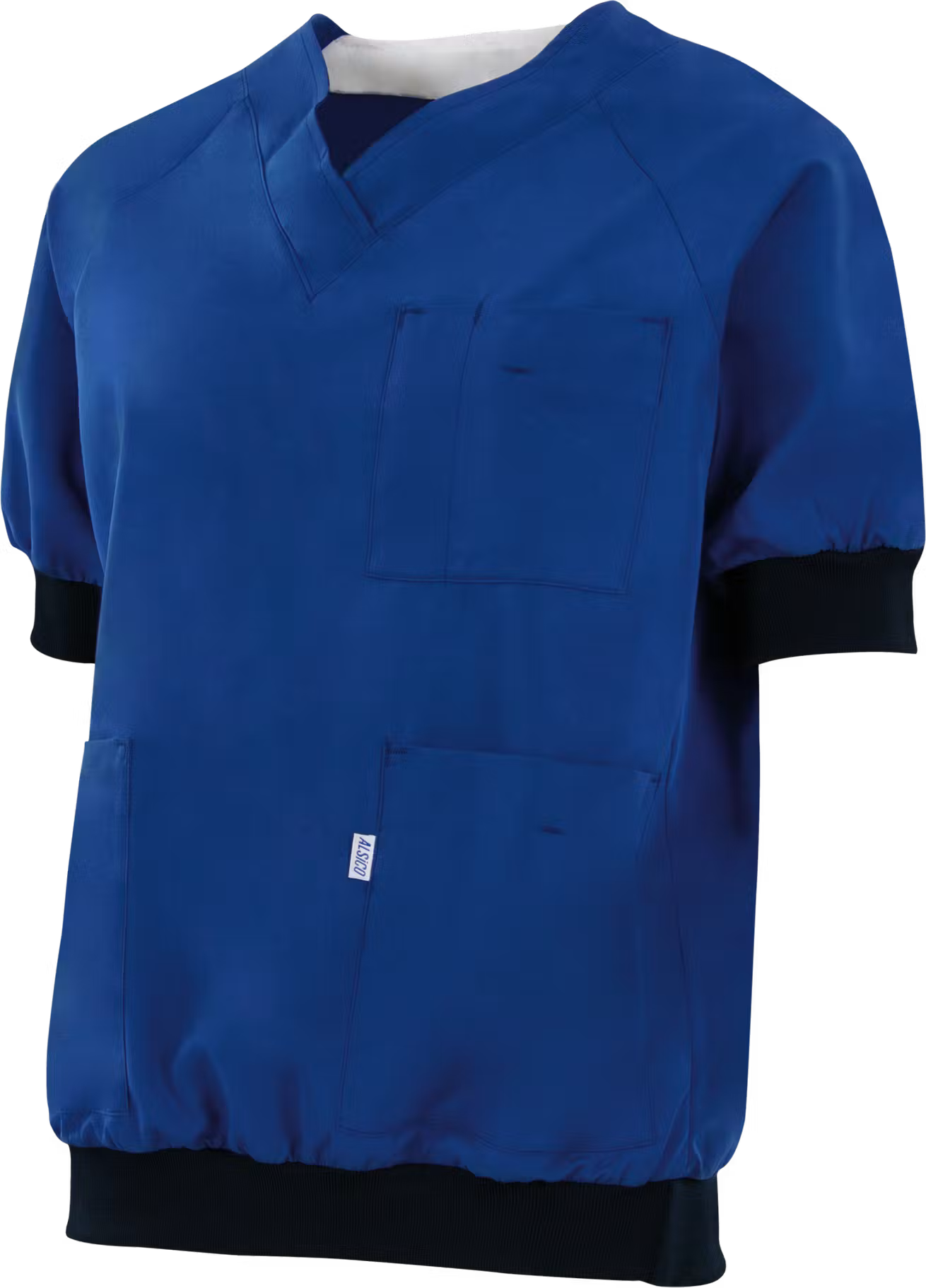 Alsico Andreas blauw unisex zorgshirt met V-hals en korte mouwen