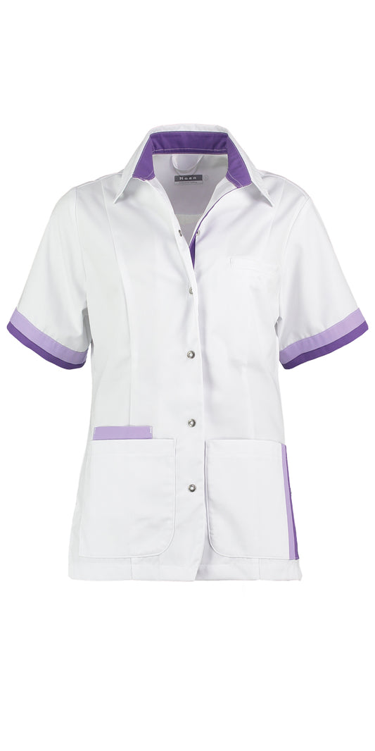 Damen-Pflegejacke Kristel weiß mit Farbakzenten in 3 Farben